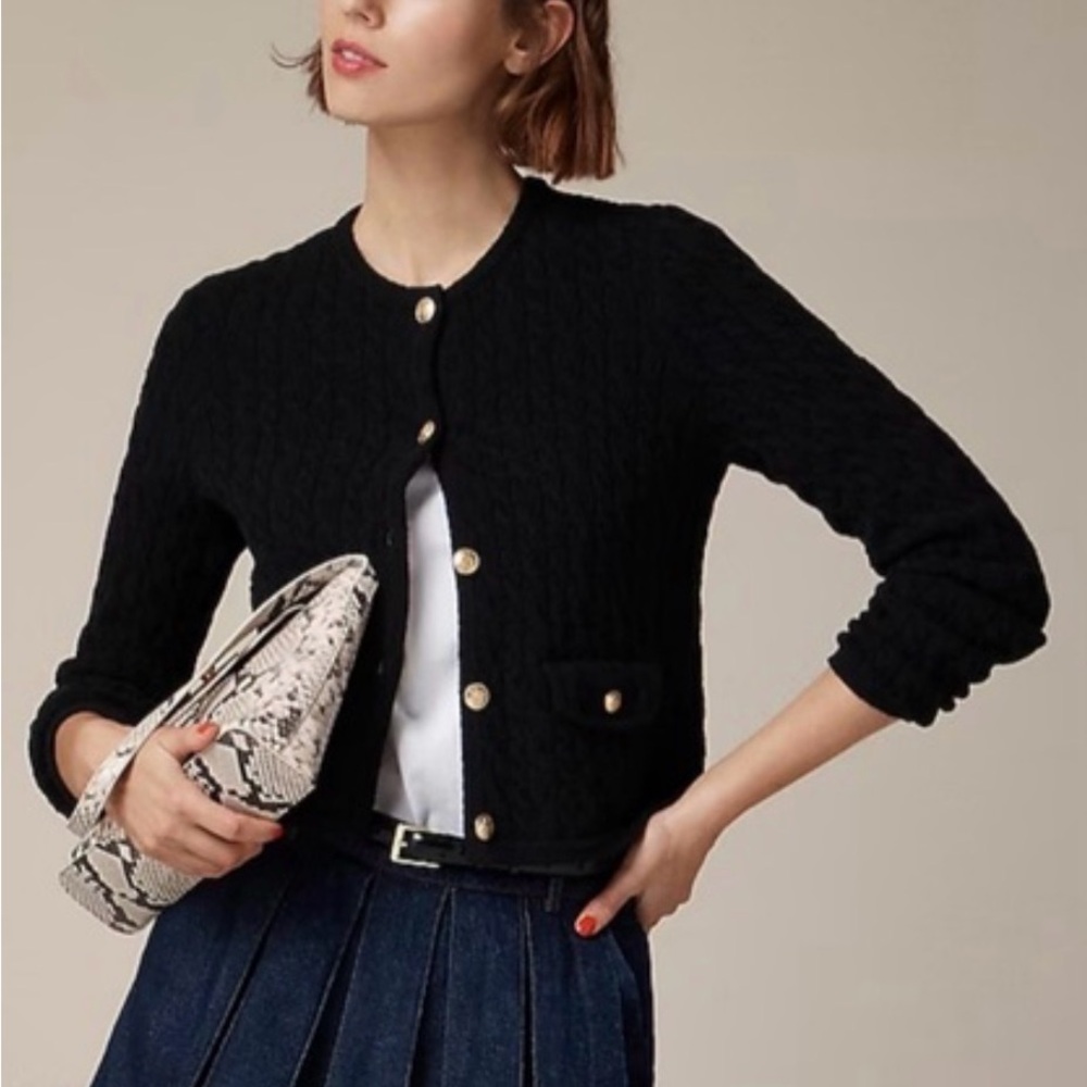 J. Crew Black Cardigan with Gold Buttons